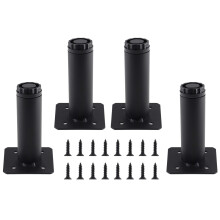Seimneire 4pcs Adjustable Furniture Legs 4 Inch / 96mm Black Metal Support Feet Heavy Duty Replacement Legs for Sofa TV Cabinet Couch Coffee Table S