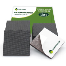 COVERCORNER Skridsikre m?belpuder 12 STK 3'' Square - Anti-Slip m?belpuder - Selvkl?bende gummif?dder M?belf?dder - Stoleben Gulvbeskyttere - Hol
