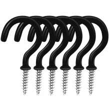 1/2"" kleine, schwarze, mit Vinyl beschichtete Schraubhaken, Deckenhaken, Wandhaken, Hngehaken, Kchenhaken fr den Innen- und Auenbereich, fr Tass
