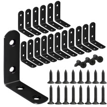 18er-Pack L-frmige Eckwinkel, Edelstahl-Metall-Winkelstreben fr Holzmbel, robuste schwarze 5,1 cm lange Regalhalterung mit langen Schrauben fr Ha