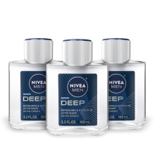 Nivea Men DEEP Refreshing and Hydrating After Shave with Natural Charcoal Aftershave Lotion for Men Soothes Shave Irritation Vanilla and Bourbon Sc