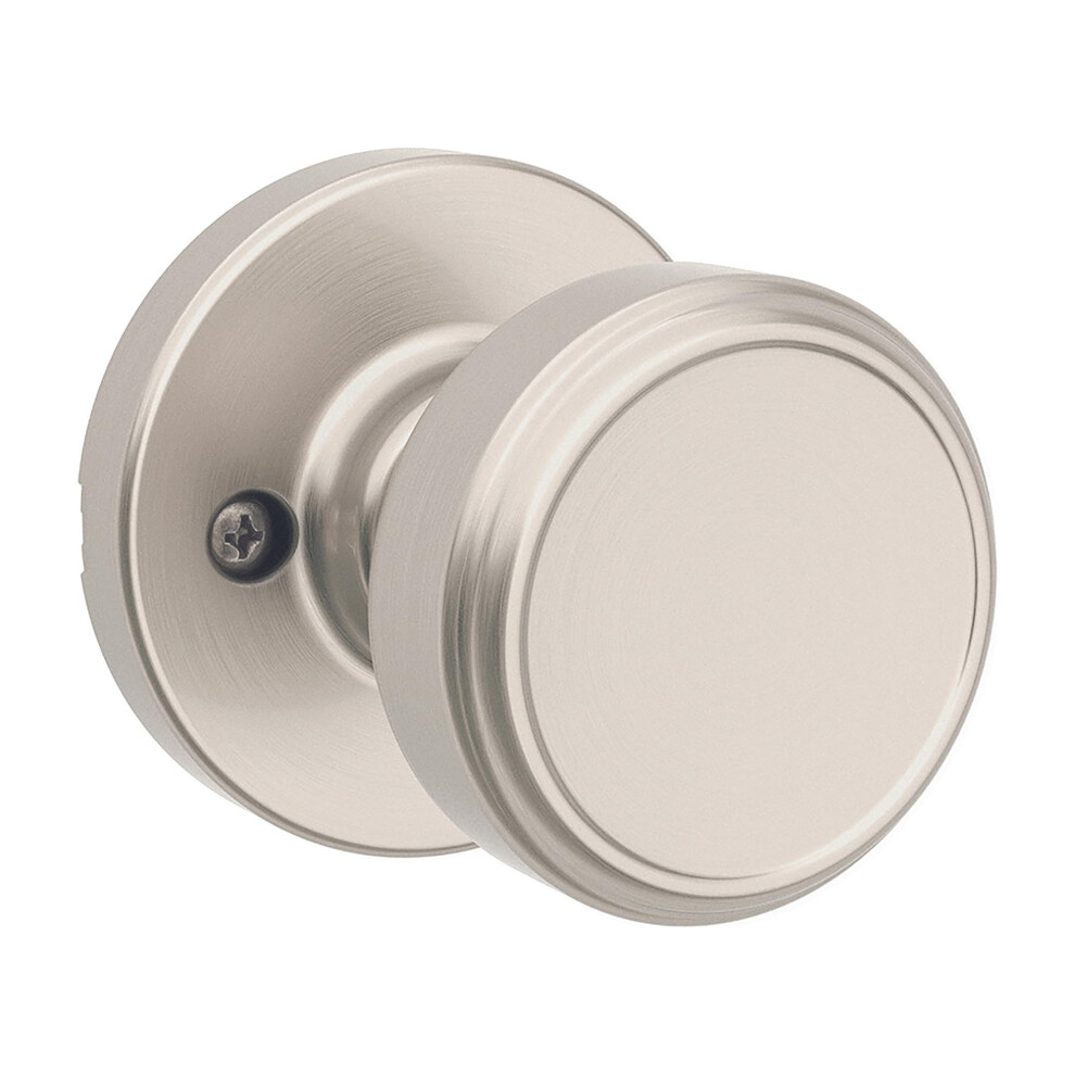 Kwikset Maven Dummy Door Knob Single Sided Round Handle For Closets French Double Doors And Pantry Satin Nickel Non-Turning Interior Push/Pull Do 883351956208