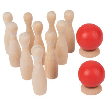 Desktop Bowling Toy Set for Toddlers - Mini Wooden Bowling Game with 10 Pins and Bowling Ball for Home Use