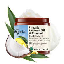 Sky Organics - Ekologisk Kokosolja & Vitamin E, 16.9 fl oz - Ultra-hydrerande Olja för Hud & Hår