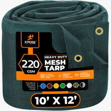 Xpose Safety Heavy Duty Green Mesh Tarp 10' x 12' - 70% solcreme skyggeklud med tyller til havehegn Privacy Screen baldakiner Dumpere poolafd?kni
