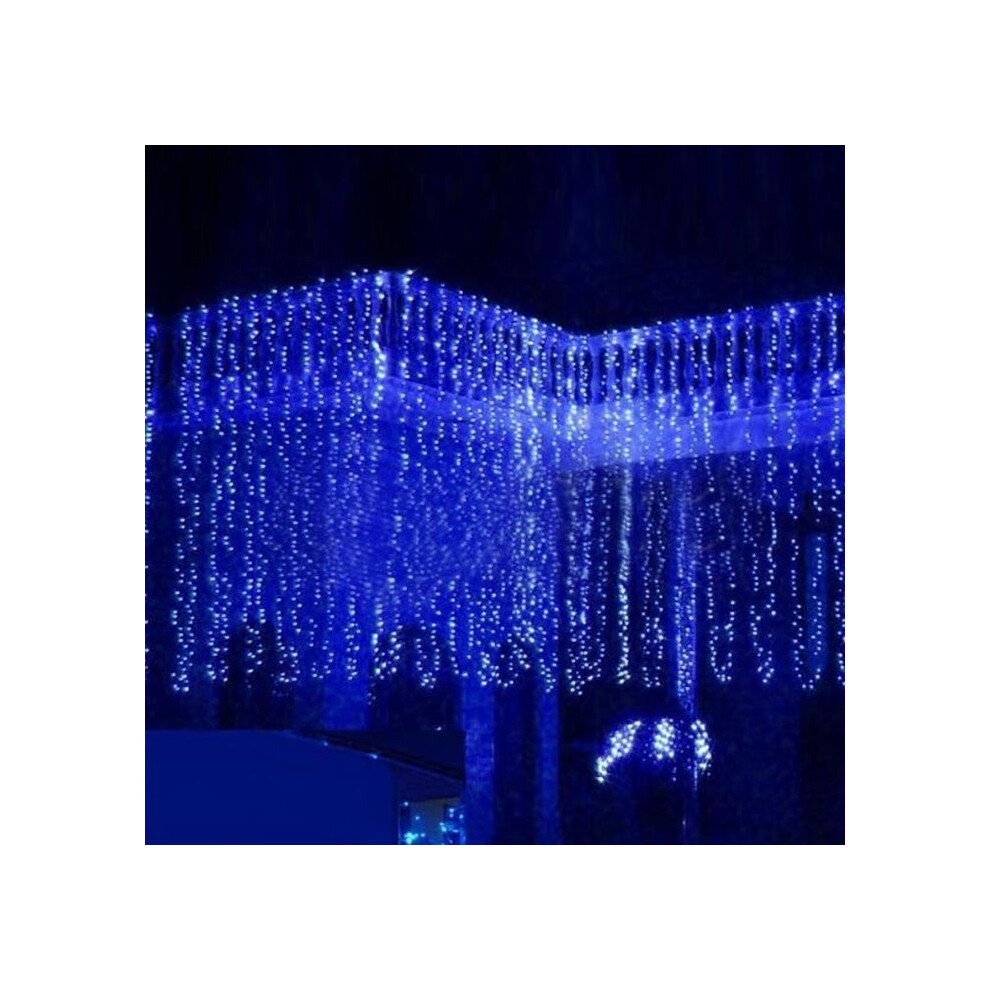 Guirlande lumineuse rideau NEUFU 3 x 3 m, 300 LED, prise UE, décoration de fête de Noël et de mariage, bleu