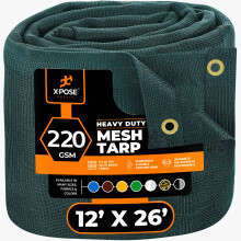 Xpose Safety Heavy Duty Green Mesh Tarp 12' x 26' - 70 % solcreme skyggeklud med tyller til havehegn Privacy Screen baldakiner Dumpere poolafd?kn