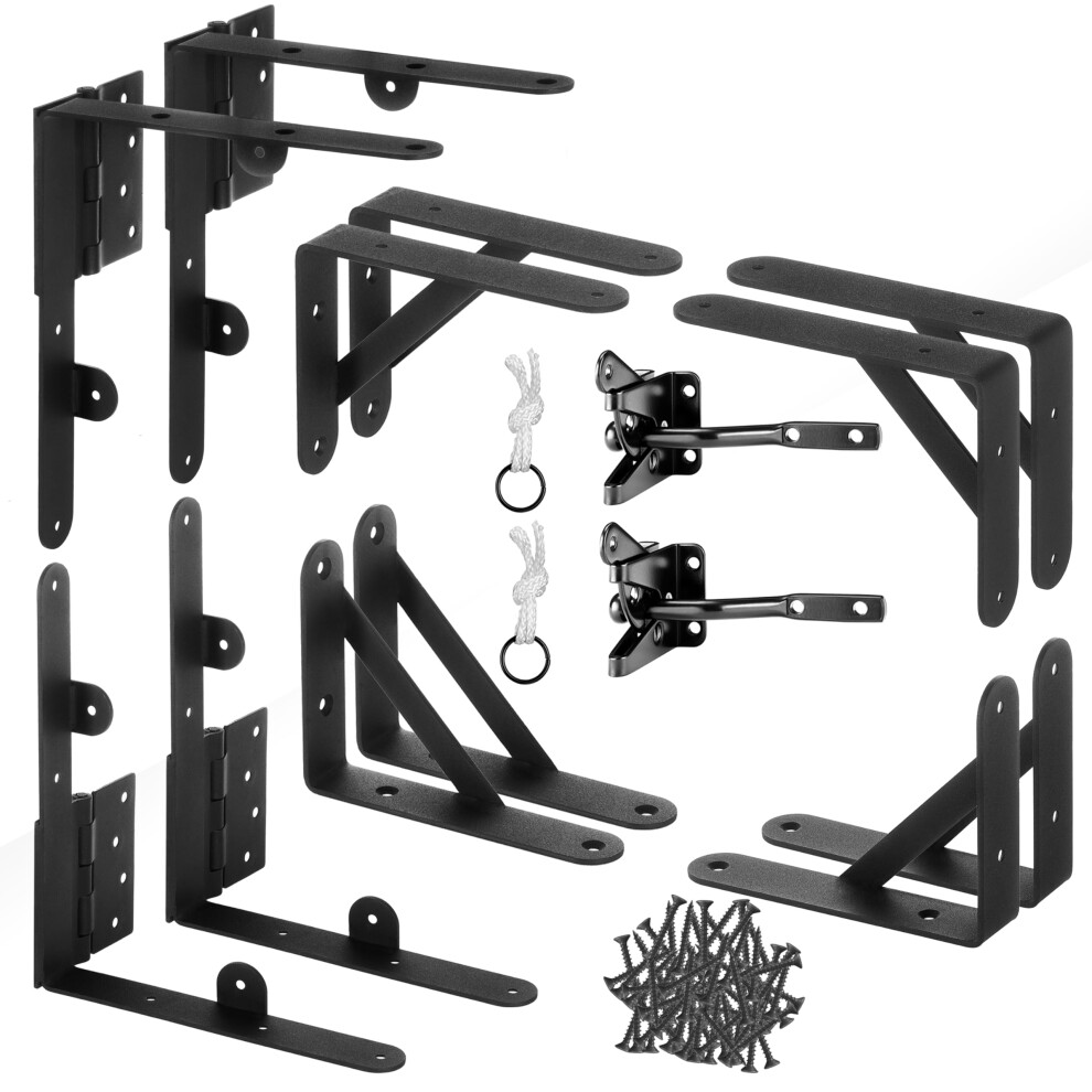 Anti Sag Gate Kit - Gate Corner Bracket-90 Degree Bracket With Gate Hinges Heavy Duty For Wooden Fences - No Sag Gate Corner Brace Bracket For Doors 716892969997