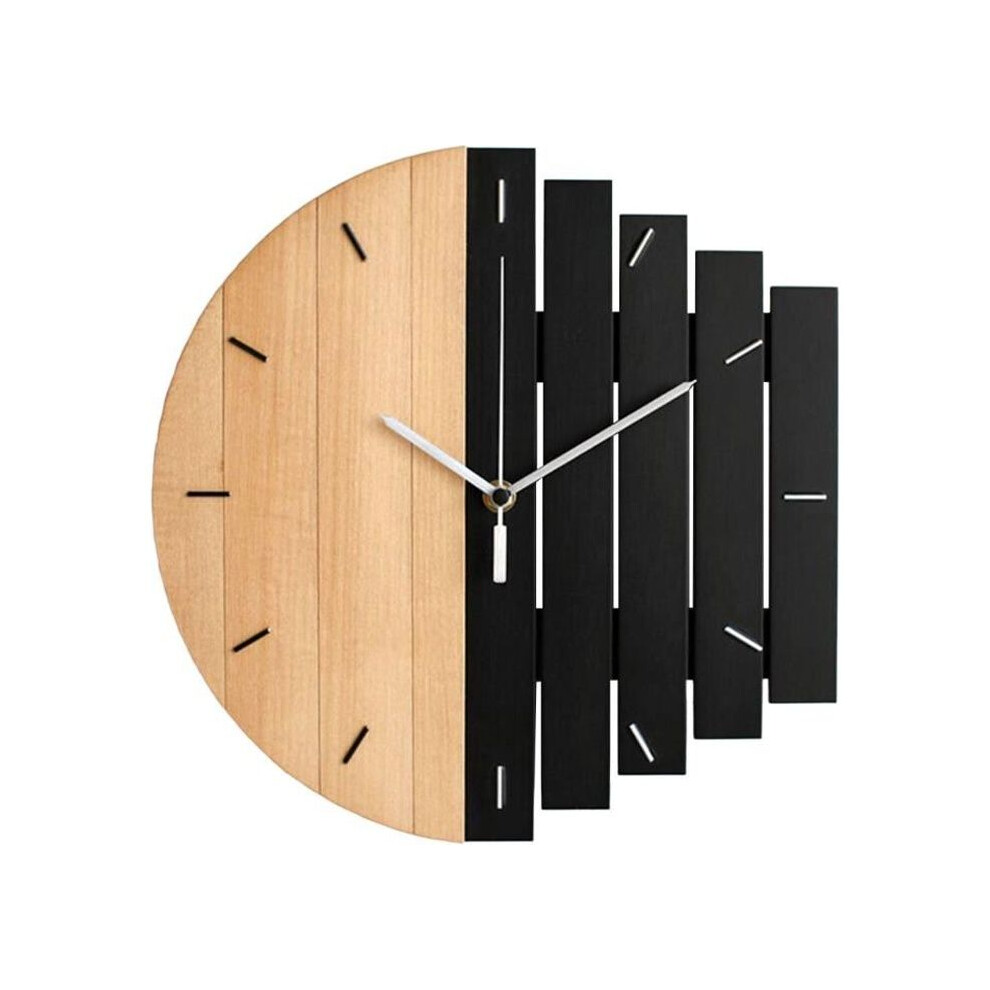 Horloge murale ronde décorative en bois de style vintage de 12 pouces, avec marquages non numériques, couleur beige et noir