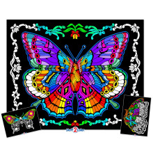 Stuff2Color Geo Butterfly - Fuzzy Coloring Poster - Includes 3 Designs to Color (1 Large 2 Small) - for Kids Toddlers Kids Teens and Adults [Beau