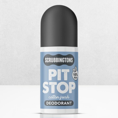 Scrubbingtons Pit Stop 98% Natural Deodorant Unisex, Cotton Fresh 75ml 1
