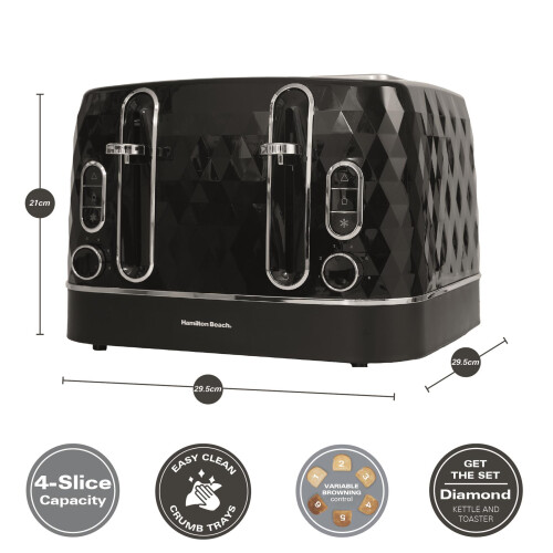 Hamilton Beach Hamilton Beach, Diamond Toaster, 4 Slice, Black, HBT3221B 2