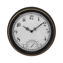 Outdoor wasserdichte Wanduhr mit Thermometer IP44 Vintage Runde Garten Dekor Uhr 12 Zoll Outdoo-si