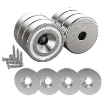 6 Stück Neodym Magnete 10 Kg Stärke 20 X 7 Mm Mit Loch Und Kapsel, Topfmagnet Mit Senkkopf