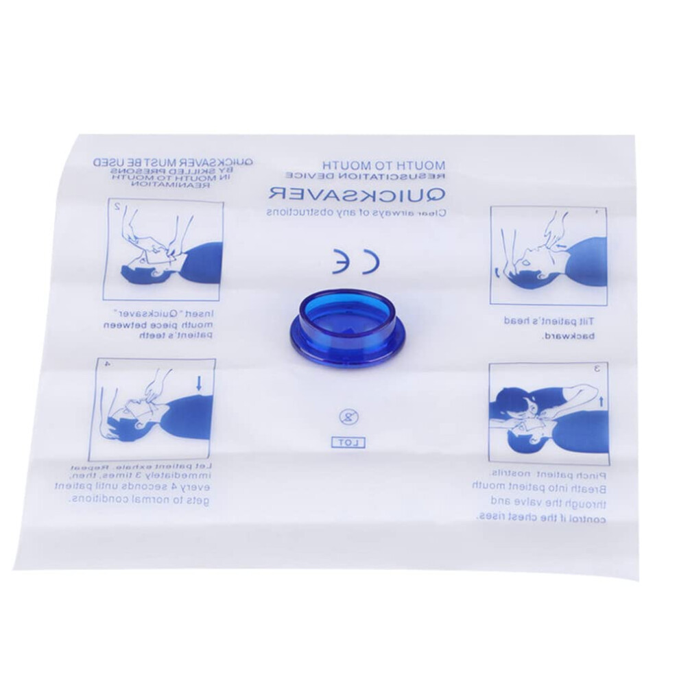 Artificial Respiration Breathing Mask for CPR First Aid, Disposable Mouth to Mouth Face Shield, Adult Size, Clear PVC Material
