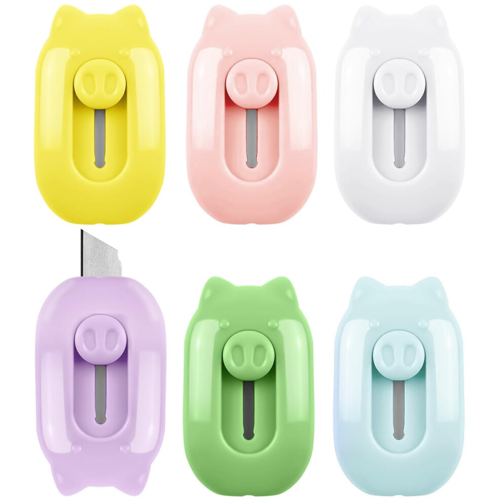 Mini Box Cutter Pack Of 6, Retractable Utility Knife, Portable Stationery Knife For Cutting Envelopes, Packages, And Paper 6447073114106