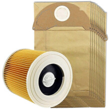 geeignet für Für Karcher Wet & Dry Wd2 Staubsauger Filter Und 10x Staub Taschen-CHENG DU SI XI