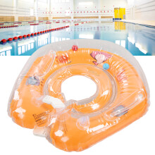 Baby-Delfin-Schwimmring mit auffälligen Sicherheitshinweisen, orange
