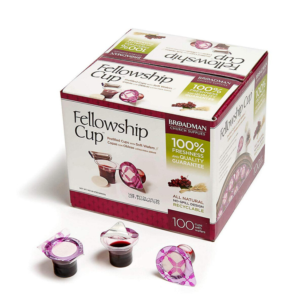 Broadman Church Supplies Fellowship Cup,Prefilled Communion Cups Juice/Wafer-100 Cups (Net Wt.1.62 Lb) By Red