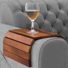 Besto Foldable Sofa Arm Tray | Acacia Wooden Armrest Tray 37.5 x 25cm | Water & Scratch Resistant Armchair Tray | Sofa Armrest Organiser for Drinks,
