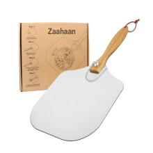 Zaahaan Wooden Pizza Peel ? 12X14 Inch Premium Food Grade Aluminium Pizza Paddle ? Bread Pie Pizza Turning Peel ? Suitable for Any Oven - Foldable