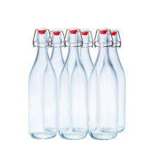 Danmu Art 6PCS 1L Glass Bottles with Swing Top Brewing Bottles Airtight Preserve Bottles for Home Brewing Oil Vinegar Beer Wine Cider Soda 1000ML/35oz