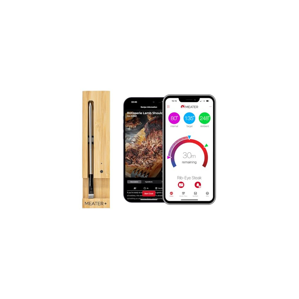 MEATER Plus | 50m Long Range Smart Wireless Meat Thermometer for The Oven Grill Kitchen BBQ Smoker Rotisserie with Bluetooth and WiFi Digital-image-OPC-PK52CJG-NEW