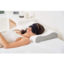 ComfyCozy Luxury Memory Foam Pillow And Silk Eye Mask | Orthopedic Support For Neck Shoulder Pain | Ergonomic Cervical Contour Anti Snore Pillows