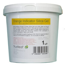 Trustleaf 1kg Tub of Orange Self Indicating Silica Gel, 2-4mm Beads - Dehumidify - Flower Drying - Storage