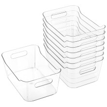 Tiawudi 8 Pack Plastic Storage Bins, Multi-Use Organizer Bins, Pantry Organizer, Plastic Storage Containers, Bins for Home & Kitchen