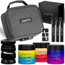 Moonlight Haze Smell Proof Bag ? Smell Proof Box Stash Box Gift Set with 3 Smell Proof Containers, Metal Grinder, Integrated Rolling Tray, 3 Doob