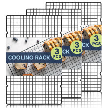 Hunnycook 15.8??9.8? Cooling Rack, 3 Stainless Steel Baking Rack, Oven Safe Cooling Racks for Baking, Black Roasting Rack & Cake Rack & Cookie Cooling
