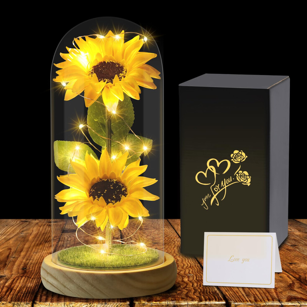 Touloube Mothers Day Flowers Gifts for Women - Sunflowers Gift for Mom Wife, Eternal Flower with in Glass Dome, Unique Gift Present for Mother-image-OPC-PK52BWP-NEW