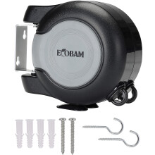 EcoBam Retractable Reel Washing Lines, Wall Mounted Laundry Drying Double Clothes Line, Heavy Duty Dual Clothesline Dryer Indoor Outdoor, 30m (2 x