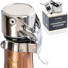 Champagne Stoppers by Kloveo - Patented Seal (No Pressure Pump Needed) Made in Italy - Professional Grade WAF Champagne Bottle Stopper - Prosecco,