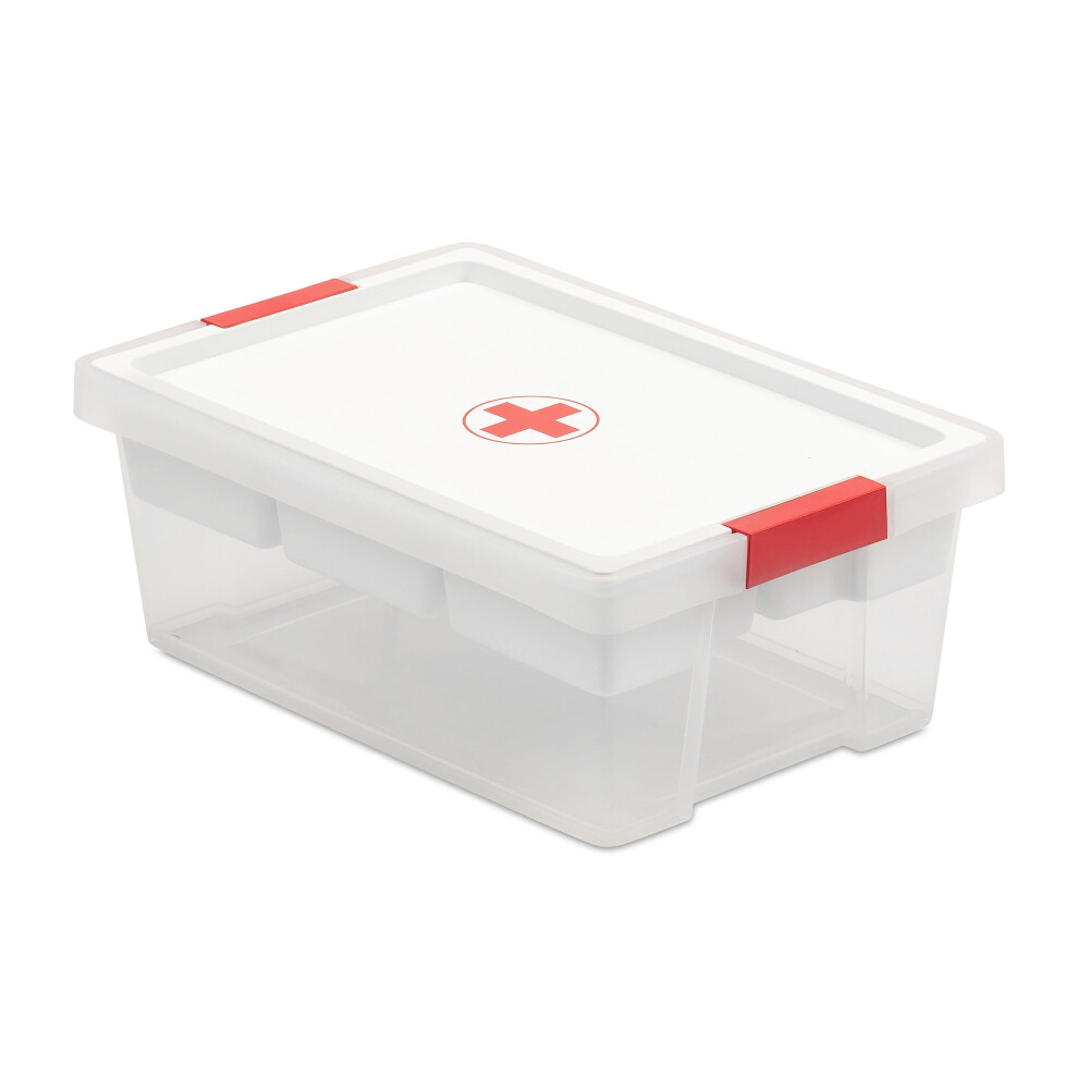 Tatay White First Aid Storage Box, 7 L Capacity, With Handles, Lid 100% Recycled Materials, Bpa Free. Measures 25 X 36 X 13 Cm,