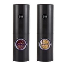 Salt and Pepper Grinder Set, Battery Operated, Pepper Mill with Grinding Indicator Light, 2PCS