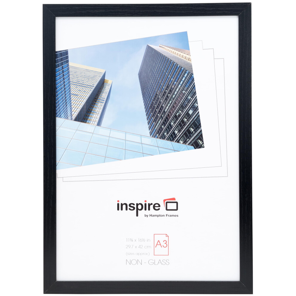 Hampton Frames Cambridge A3 (30X42cm) Picture Poster Photo Frame Plexi (Non-Glass) Cam3042ng Black