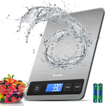 Drcowu Digital Kitchen Scales with Large LCD Display, Food Weighing Scale 15kg for Cooking Bakery, Electric Baking Scales with Tare Function, Grams
