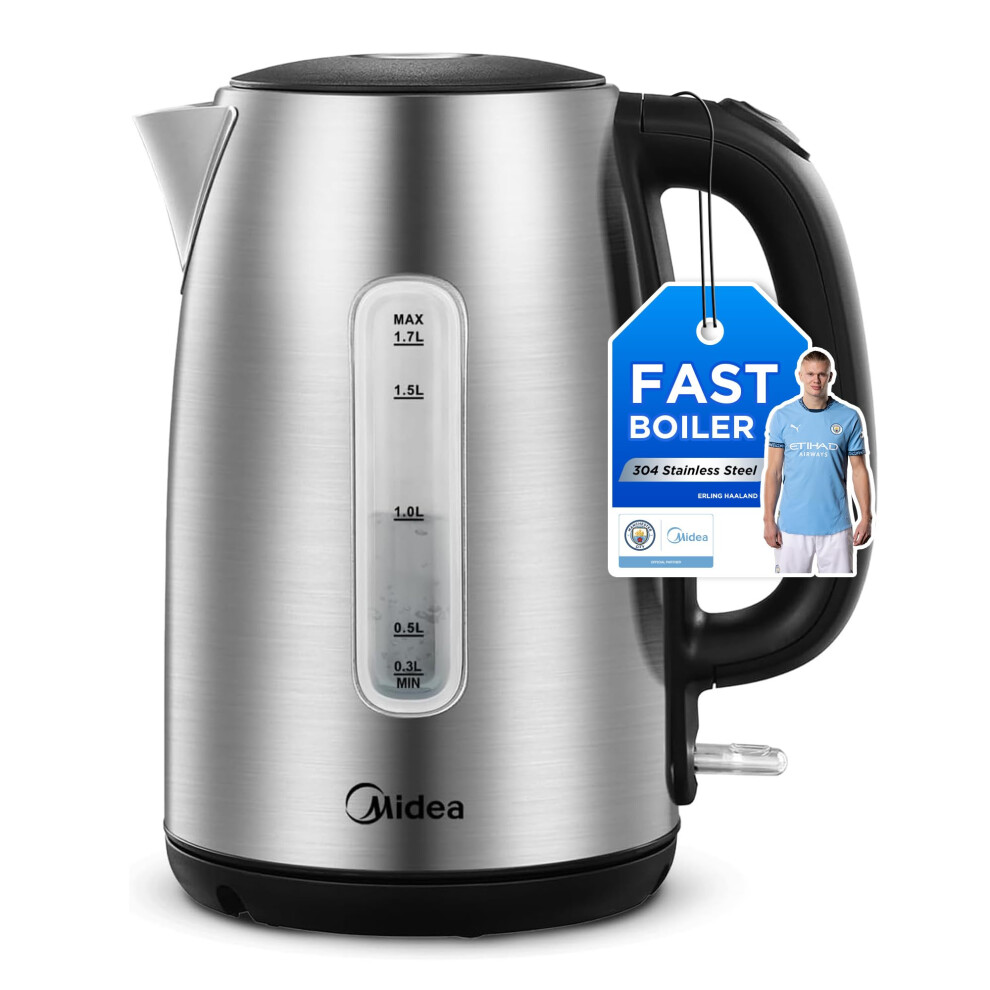 Midea Electric Kettle 3000W Fast Boil 1.7L Stainless Steel Kettle LED Indicator,Spring Lid,Removable Filter,Insulated Handle, Cordless Kettle with-image-OPC-PK52F8V-NEW