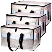Yafe 3 Pack Large Clothes Storage Boxes with Lids, 91L Transparent Capacity Storage Bags Storage Organiser Moving Bags Packing Boxes for Moving House