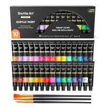 Shuttle Art Acrylic Paint Set, 30 x12ml Tubes Craft Paints for Children, Acrylic Paint Kit for Clay, Model, Poster, Rock Painting, Paints for Kids