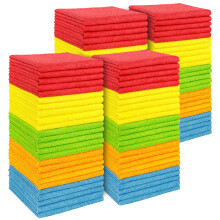 AIDEA Microfibre Cloths 100 Pack, Ultral Absorbent Lint-Free Washcloths Microfiber Cleaning Rags, All-Purpose Washable Car Cloth Wipes for Detailing,