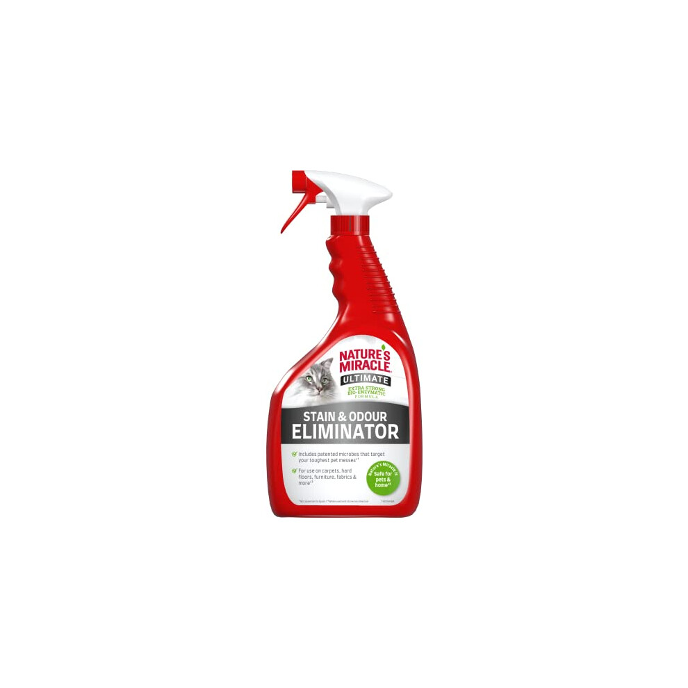 Nature's Miracle Ultimate Cat Stain & Odour Eliminator - Extra Strong Bio-Enzymatic Formula 946Ml, Red