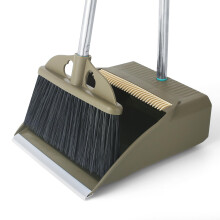 Upgrade Dustpan and Brush Set,48'' Long Handle Stiff Broom Bristles with Heavy Duty Dust Pan,Indoor Outdoor Easy Sweeping for Kitchen Lobby Garage