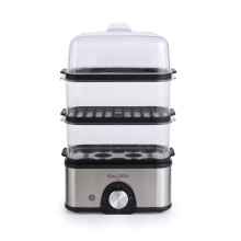 Salter EK5885 3-Tier Food Steamer, Compact Multi-Cooker, 3 Steam Baskets, Electric Egg Cooker with 8-Egg Capacity, Vegetable Steamer, 60-Minute Timer,