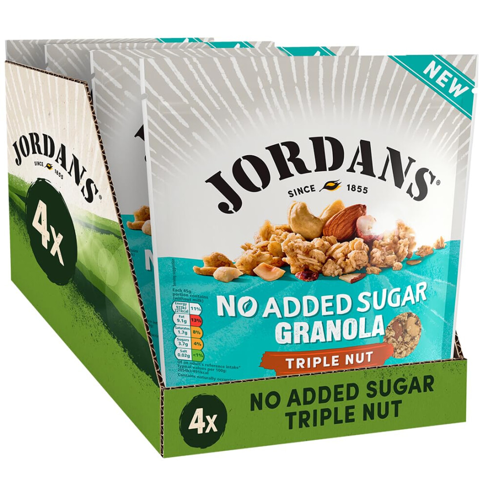 Jordans No Added Sugar Granola - Triple Nut| Breakfast Cereal | High Fibre | 4 Packs Of 425 G