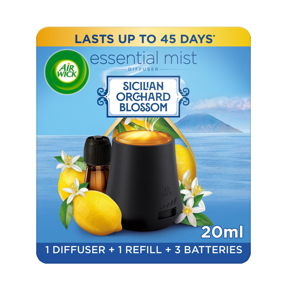Air Wick Essential Mist Diffuser Kit, Sicilian Orchard Blossom, 1 Device & 1 Refill (20ml), Natural Essential Oils, Last up to 45 Days, Air freshener-image-OPC-PK52G8Y-NEW