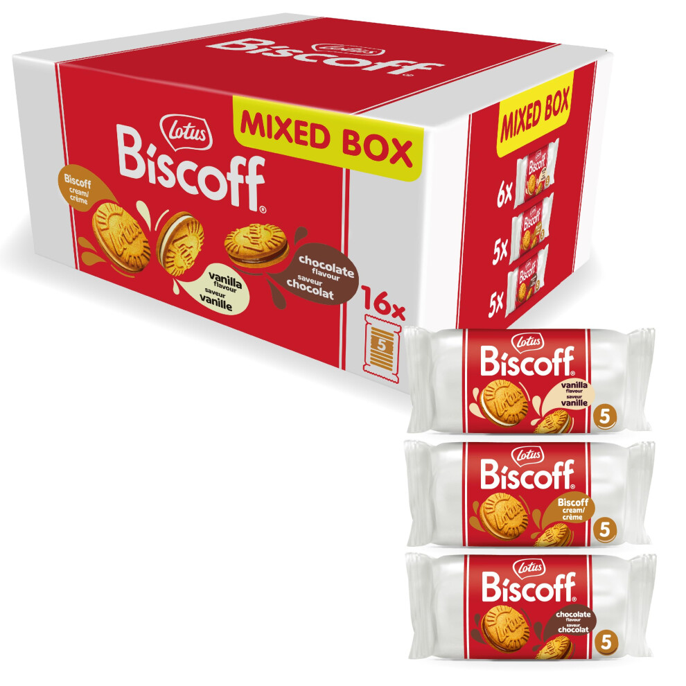 Biscoff - Sandwich Biscuits Variety Pack - 3 Flavours: Vanilla, Chocolate & - 5 Sandwich Cookies Per Pack - Ingredients From Natural Cream