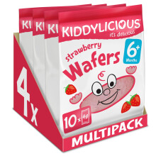 Kiddylicious Strawberry Wafers - Gluten and Dairy Free Kids Snack - Suitable for 6+ Months - 4 x 10 Twin Packs